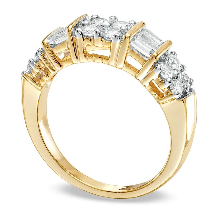 Goldia Rings 10 CT TW Natural Diamond Clover Band in Solid 10K Yellow Gold Goldia Rings 10 CT TW Natural Diamond Clover Band in Solid 10K Yellow Gold