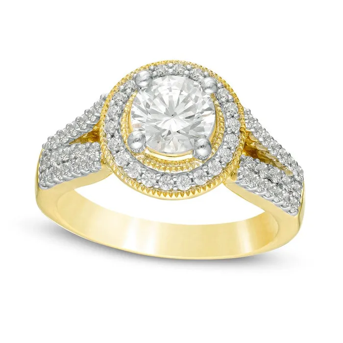 Goldia Rings 163 CT TW Natural Diamond Antique VintageStyle Split Shank Engagement Ring in Solid 14K Gold Goldia Rings 163 CT TW Natural Diamond Antique VintageStyle Split Shank Engagement Ring in Solid 14K Gold