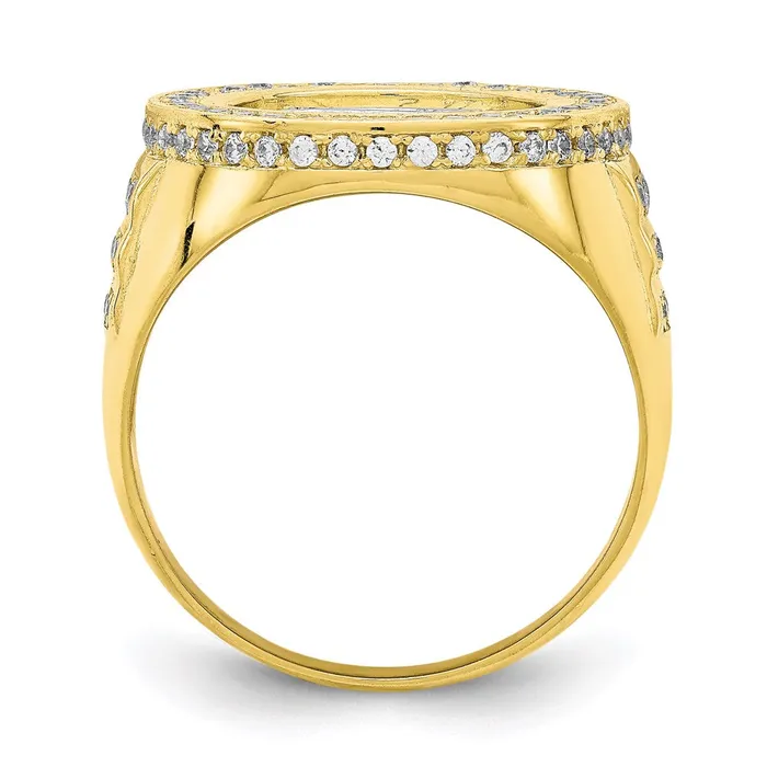 Goldia Rings 10K Yellow Gold wRhodium CZ Micropave Last Supper Mens Ring