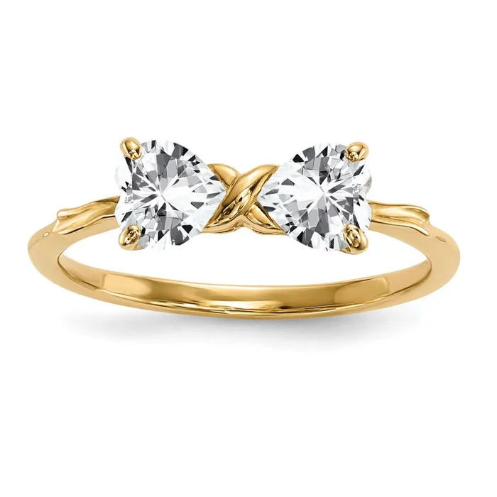 Goldia Rings 14k Gold Polished White Topaz Bow Ring