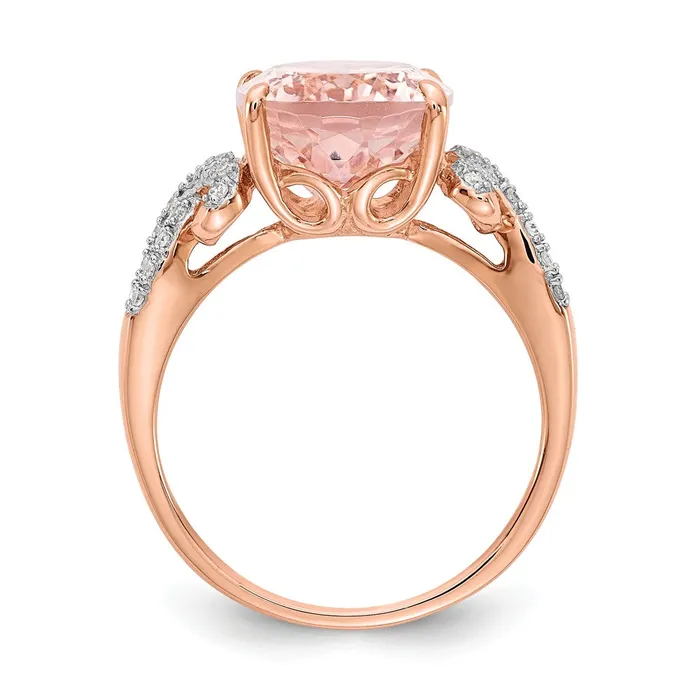 Goldia Rings 14k Rose Gold Diamond and Morganite Oval Ring Goldia Rings 14k Rose Gold Diamond and Morganite Oval Ring