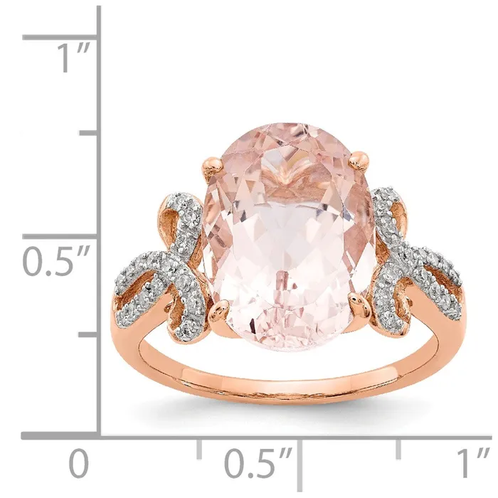 Goldia Rings 14k Rose Gold Diamond and Morganite Oval Ring Goldia Rings 14k Rose Gold Diamond and Morganite Oval Ring