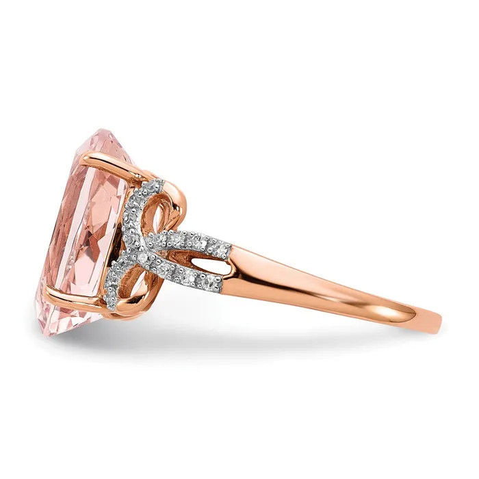 Goldia Rings 14k Rose Gold Diamond and Morganite Oval Ring Goldia Rings 14k Rose Gold Diamond and Morganite Oval Ring