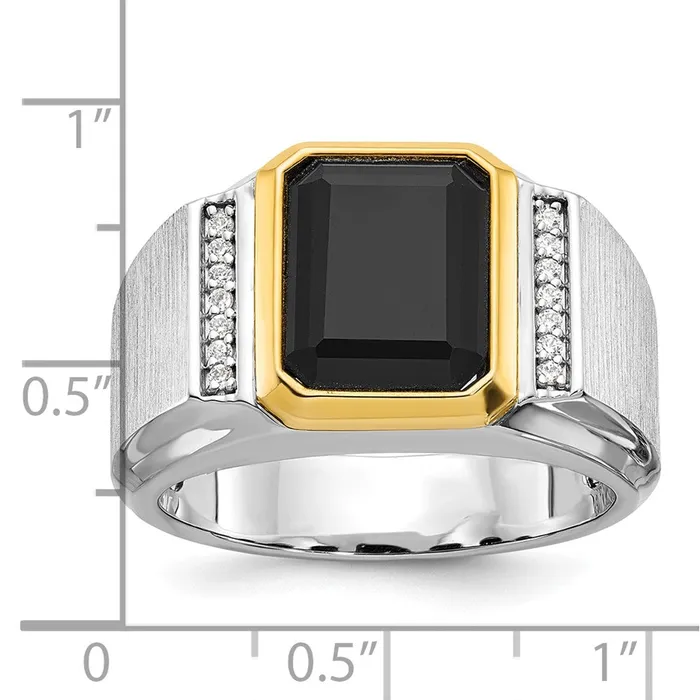 Goldia Rings 14k Twotone Gold Mens Polished and Satin Onyx Diamond Ring Mounting