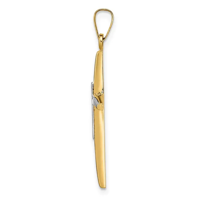 Goldia Rings 14k Twotone Gold Polished Solid Double Cross Pendant