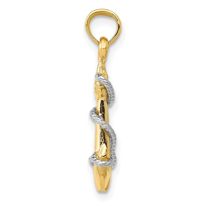 Goldia Rings 14k Twotone Gold Twotone Gold 3D Anchor WRope Pendant