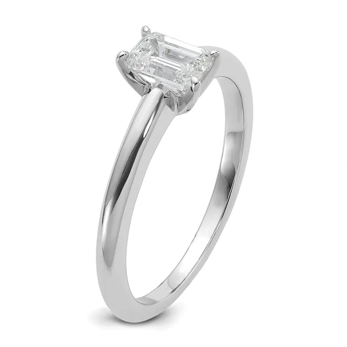 Goldia Rings 14k White Gold 12 Ct Certified Lab Grown Diamond VSSI G Emerald Solitare Engagement Ring