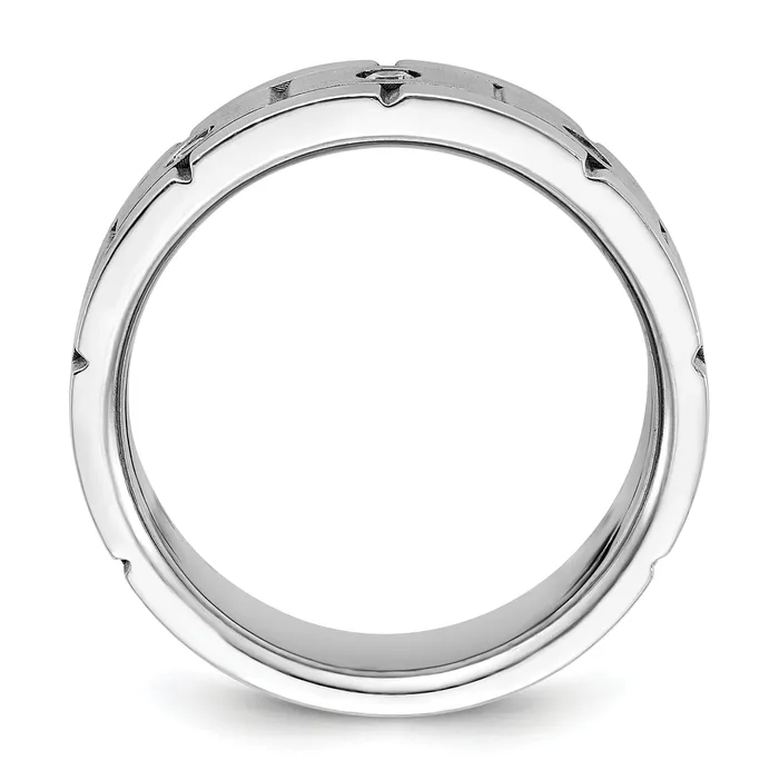 Goldia Rings 14k White Gold 16 Ct Lab Grown Diamond VSSI G Three Stone Polished Satin and Grooved Mens Ring