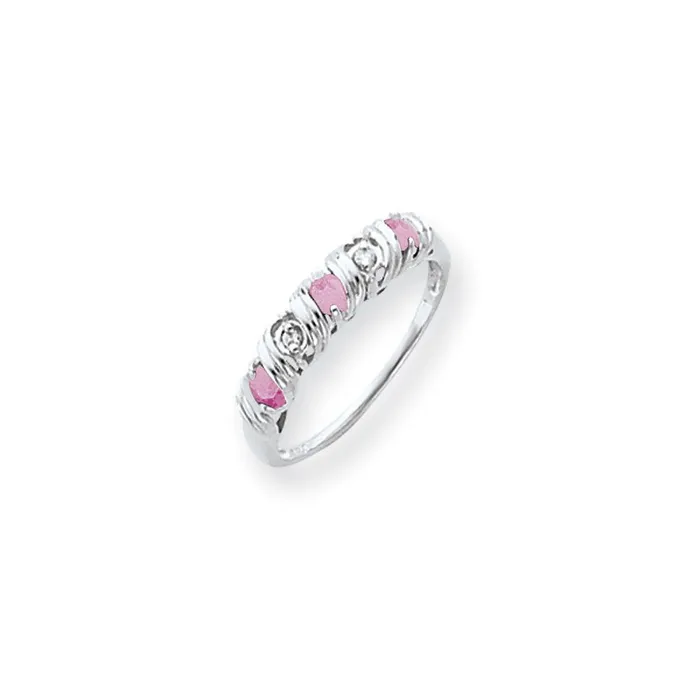 Goldia Rings 14k White Gold 275mm Pink Tourmaline AA Diamond ring