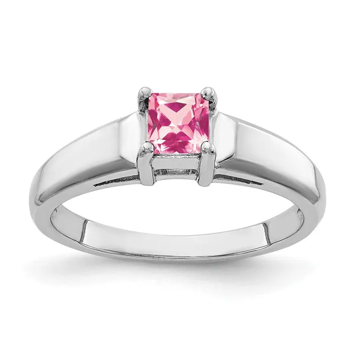 Goldia Rings 14k White Gold 4mm Princess Cut Pink Tourmaline Ring