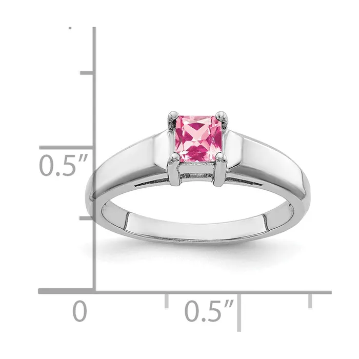 Goldia Rings 14k White Gold 4mm Princess Cut Pink Tourmaline Ring