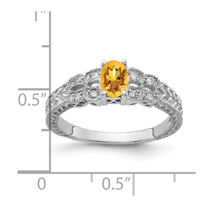 Goldia Rings 14k White Gold 6x4mm Oval Citrine A Real Diamond ring