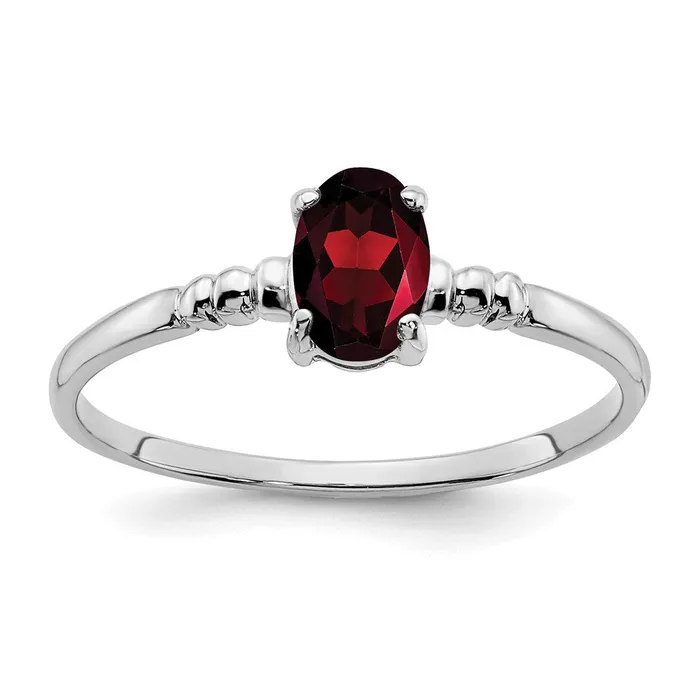 Goldia Rings 14k White Gold 6x4mm Oval Garnet ring