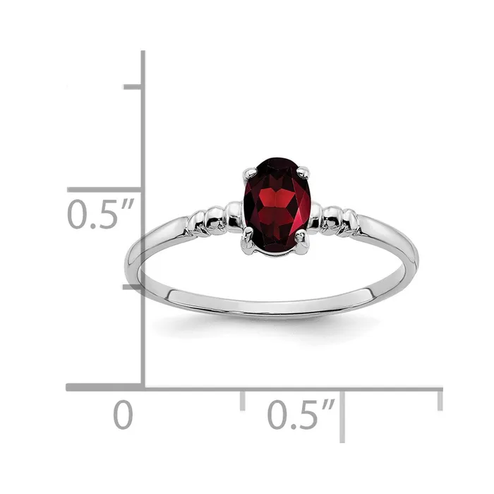 Goldia Rings 14k White Gold 6x4mm Oval Garnet ring