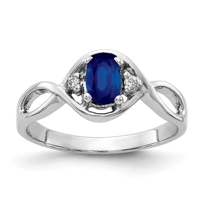 Goldia Rings 14k White Gold 6x4mm Oval Sapphire A Real Diamond ring