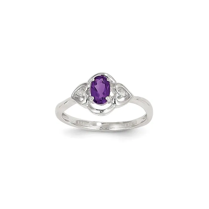 Goldia Rings 14k White Gold Purple Amethyst Diamond Ring