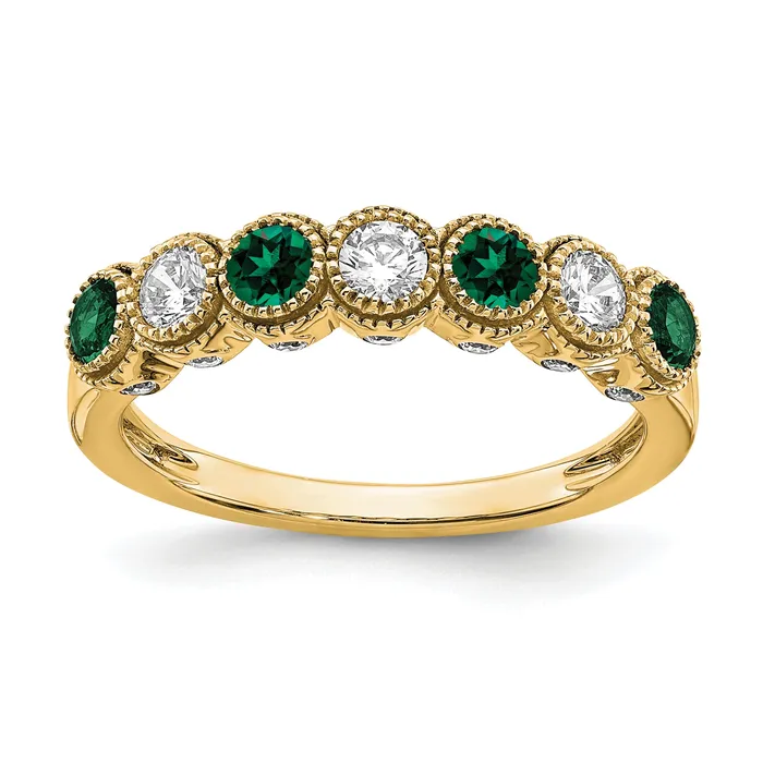 Goldia Rings 14k Yellow Gold 12 Ct Lab Grown Diamond VSSI G and Lab Created Emerald Ring Goldia Rings 14k Yellow Gold 12 Ct Lab Grown Diamond VSSI G and Lab Created Emerald Ring