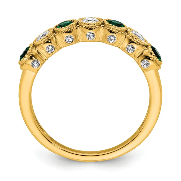 Goldia Rings 14k Yellow Gold 12 Ct Lab Grown Diamond VSSI G and Lab Created Emerald Ring