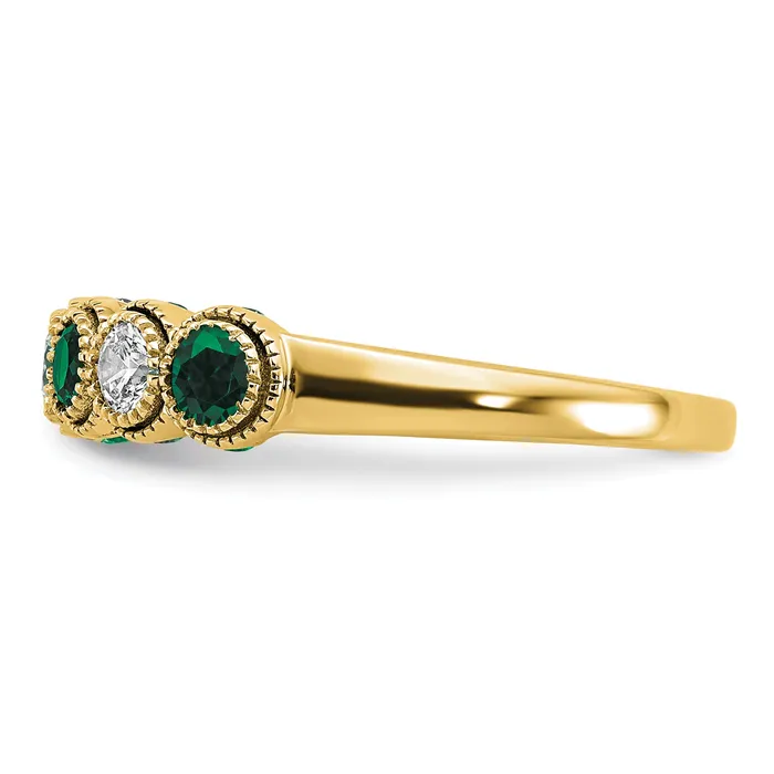 Goldia Rings 14k Yellow Gold 12 Ct Lab Grown Diamond VSSI G and Lab Created Emerald Ring