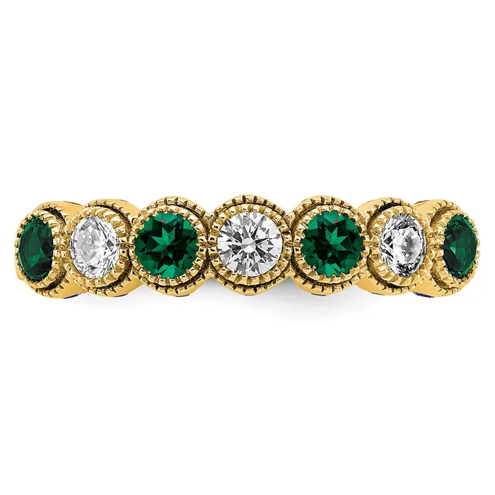 Goldia Rings 14k Yellow Gold 12 Ct Lab Grown Diamond VSSI G and Lab Created Emerald Ring