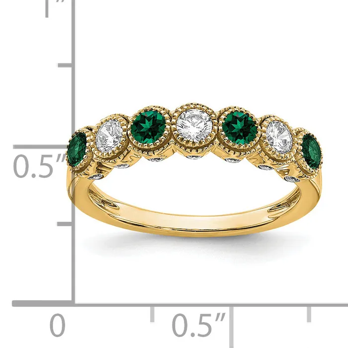 Goldia Rings 14k Yellow Gold 12 Ct Lab Grown Diamond VSSI G and Lab Created Emerald Ring