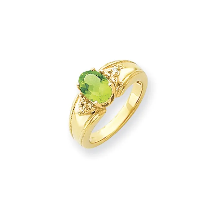 Goldia Rings 14k Yellow Gold 8x6mm Oval Peridot Checker A Diamond ring