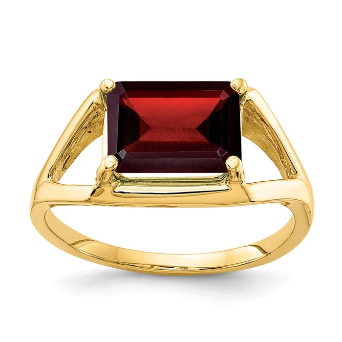 Goldia Rings 14K Yellow Gold 9x7mm Emerald Cut Garnet ring