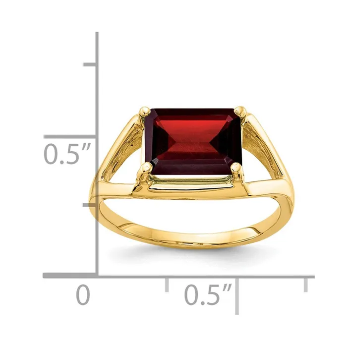 Goldia Rings 14K Yellow Gold 9x7mm Emerald Cut Garnet ring