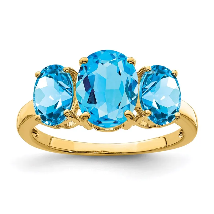 Goldia Rings 14K Yellow Gold Blue Topaz Oval Ring