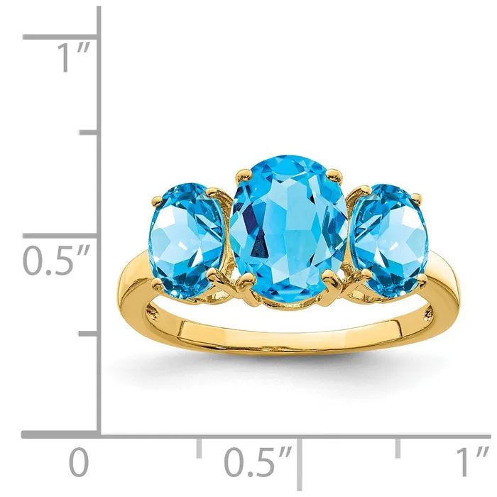 Goldia Rings 14K Yellow Gold Blue Topaz Oval Ring