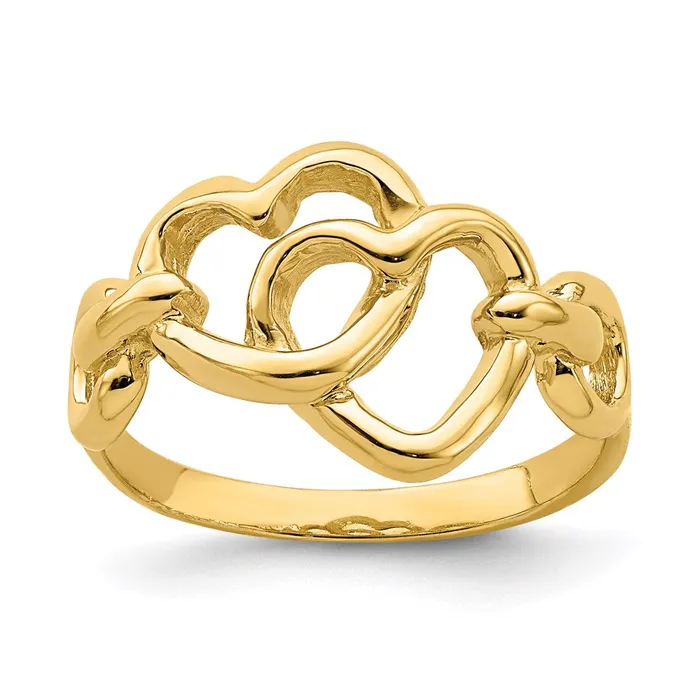 Goldia Rings 14K Yellow Gold Double Cutout Heart Ring