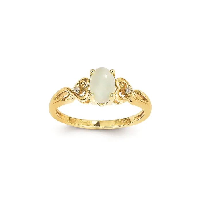 Goldia Rings 14k Yellow Gold Genuine Opal Diamond Ring