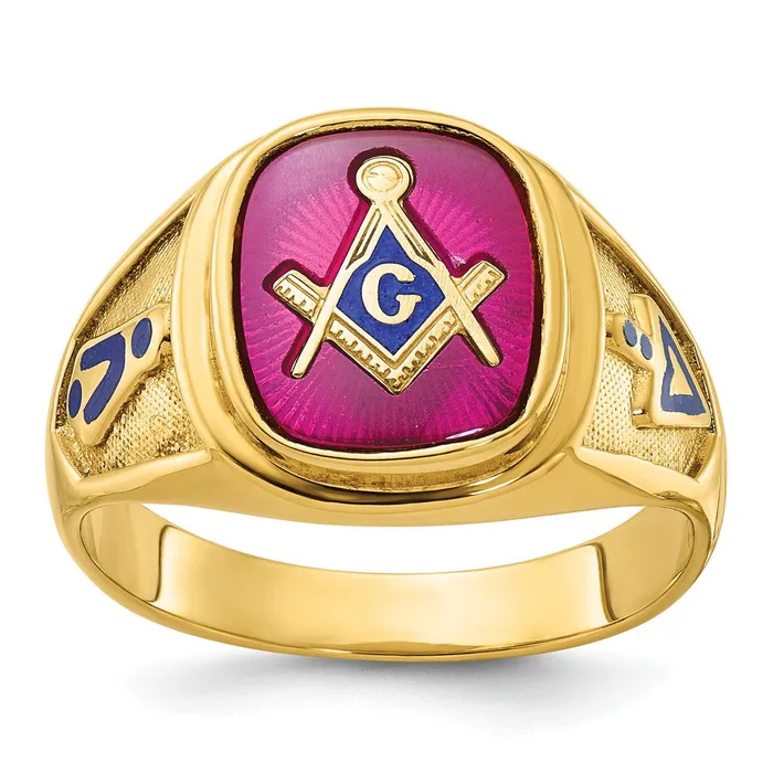 Goldia Rings 14k Yellow Gold Mens Polished and Textured Blue Lodge Master Masonic Ring Mounting Goldia Rings 14k Yellow Gold Mens Polished and Textured Blue Lodge Master Masonic Ring Mounting