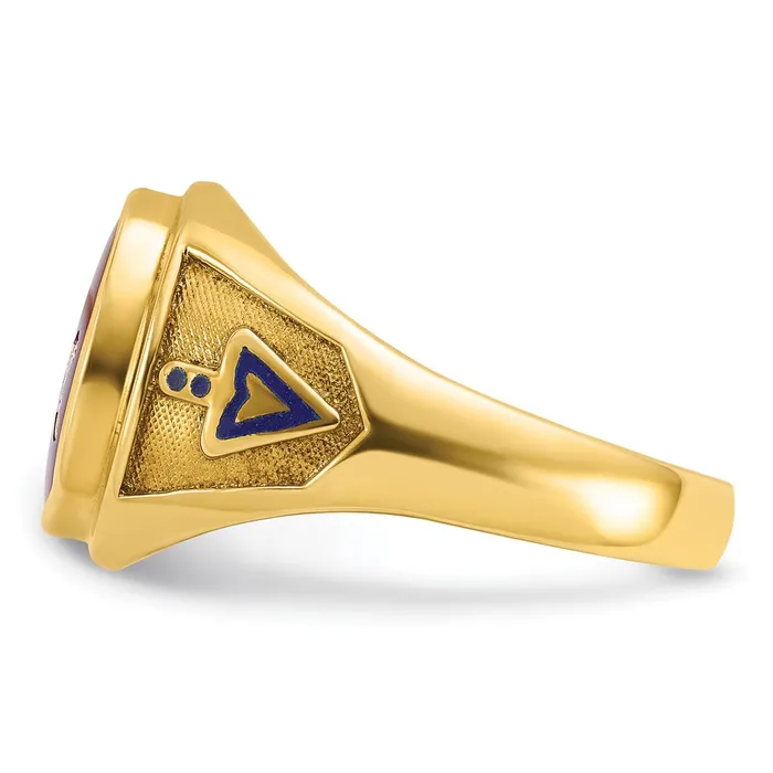 Goldia Rings 14k Yellow Gold Mens Polished and Textured Blue Lodge Master Masonic Ring Mounting