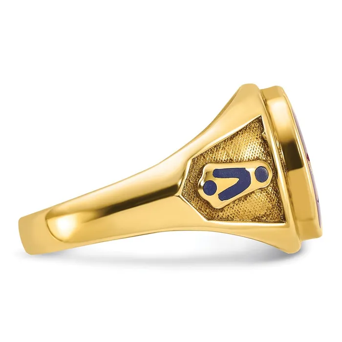 Goldia Rings 14k Yellow Gold Mens Polished and Textured Blue Lodge Master Masonic Ring Mounting