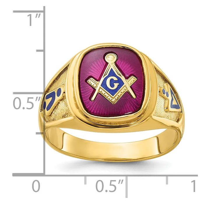 Goldia Rings 14k Yellow Gold Mens Polished and Textured Blue Lodge Master Masonic Ring Mounting