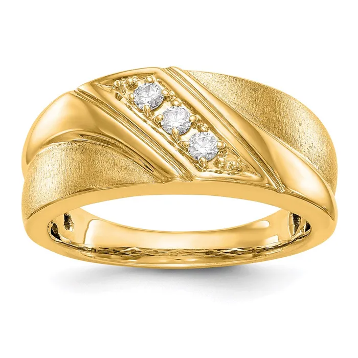 Goldia Rings 14K Yellow Gold Real Diamond Mens Band