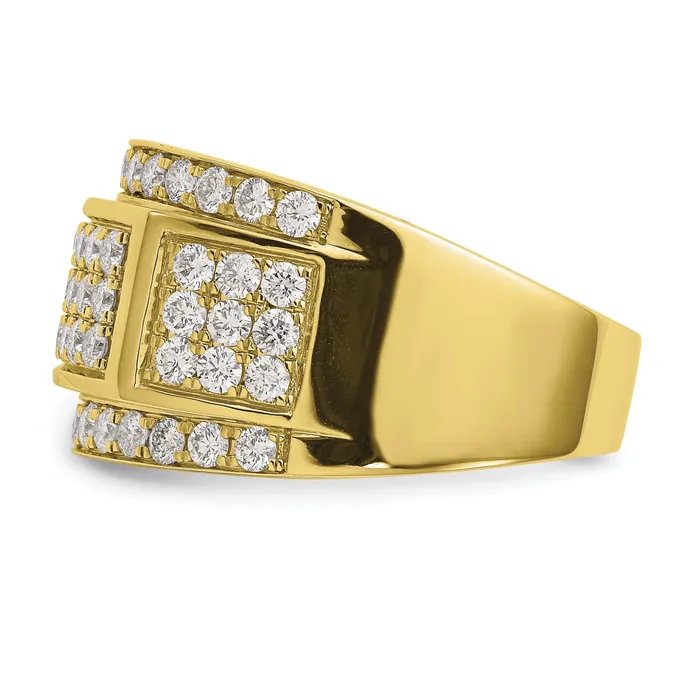 Goldia Rings 14k Yellow Gold White 3 Ct Lab Grown Diamond VSSI G Mens Ring