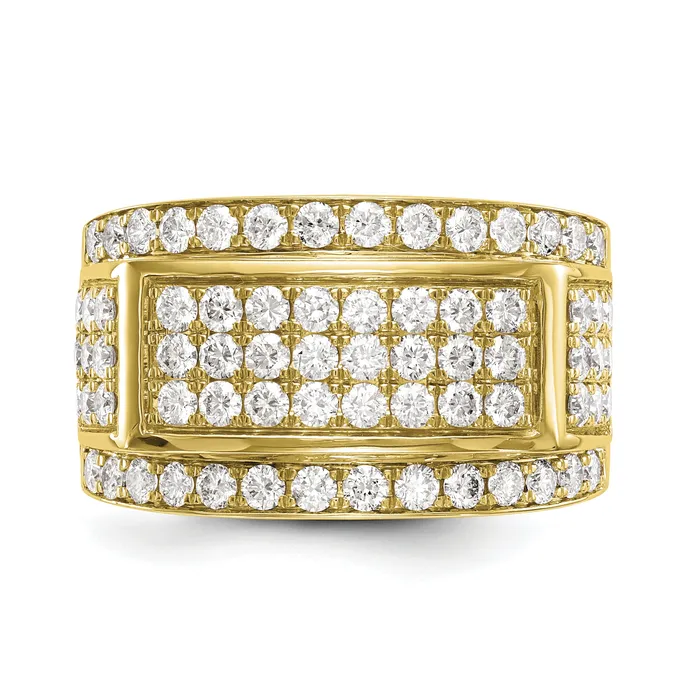 Goldia Rings 14k Yellow Gold White 3 Ct Lab Grown Diamond VSSI G Mens Ring