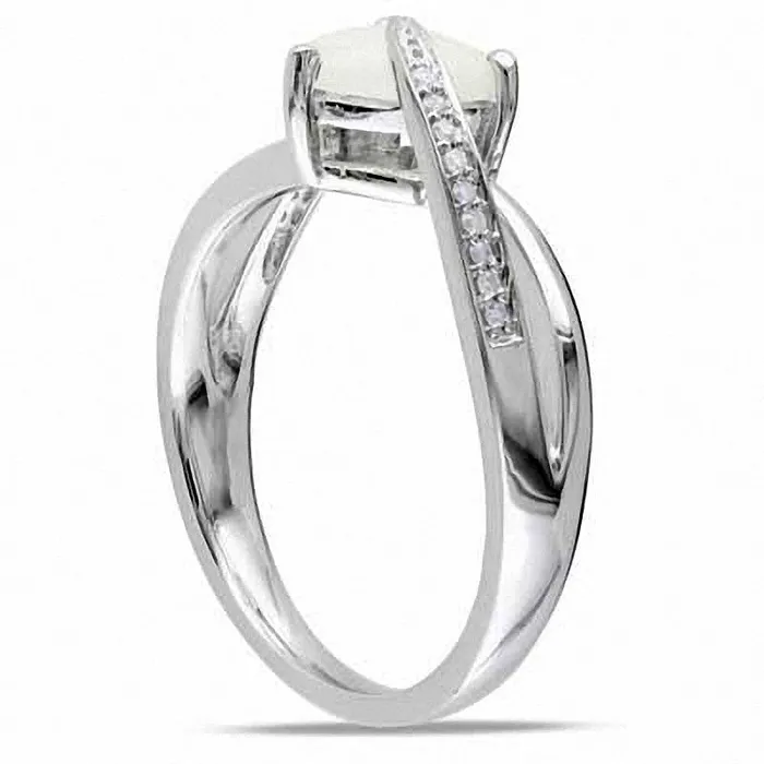 Goldia Rings 70mm HeartShaped Opal and 005 CT TW Natural Diamond Ring in Sterling Silver Goldia Rings 70mm HeartShaped Opal and 005 CT TW Natural Diamond Ring in Sterling Silver