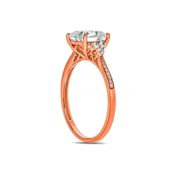 Goldia Rings 80mm CushionCut White LabCreated Sapphire and 005 CT TW Diamond TriSides Ring in Solid 10K Rose Gold Goldia Rings 80mm CushionCut White LabCreated Sapphire and 005 CT TW Diamond TriSides Ring in Solid 10K Rose Gold