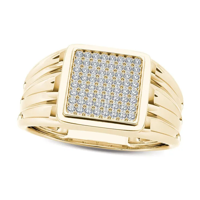 Goldia Rings Mens 020 CT TW Composite Natural Diamond Square Signet Ring in Solid 14K Gold Goldia Rings Mens 020 CT TW Composite Natural Diamond Square Signet Ring in Solid 14K Gold
