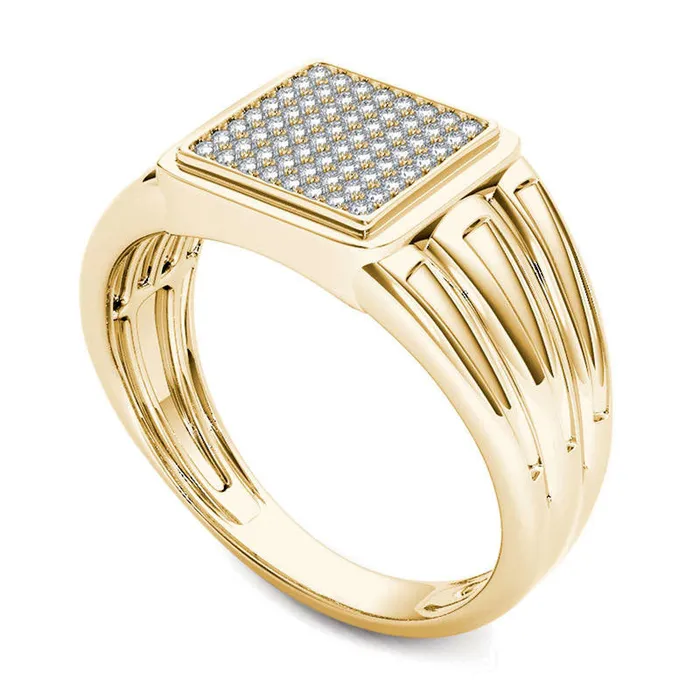 Goldia Rings Mens 020 CT TW Composite Natural Diamond Square Signet Ring in Solid 14K Gold Goldia Rings Mens 020 CT TW Composite Natural Diamond Square Signet Ring in Solid 14K Gold