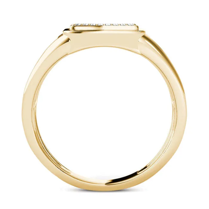 Goldia Rings Mens 020 CT TW Composite Natural Diamond Square Signet Ring in Solid 14K Gold Goldia Rings Mens 020 CT TW Composite Natural Diamond Square Signet Ring in Solid 14K Gold