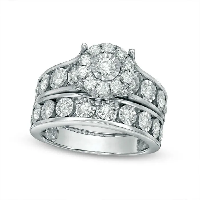 Goldia Rings Previously Owned 10 CT TW Natural Diamond Frame Bridal Engagement Ring Set in Solid 10K White Gold Goldia Rings Previously Owned 10 CT TW Natural Diamond Frame Bridal Engagement Ring Set in Solid 10K White Gold