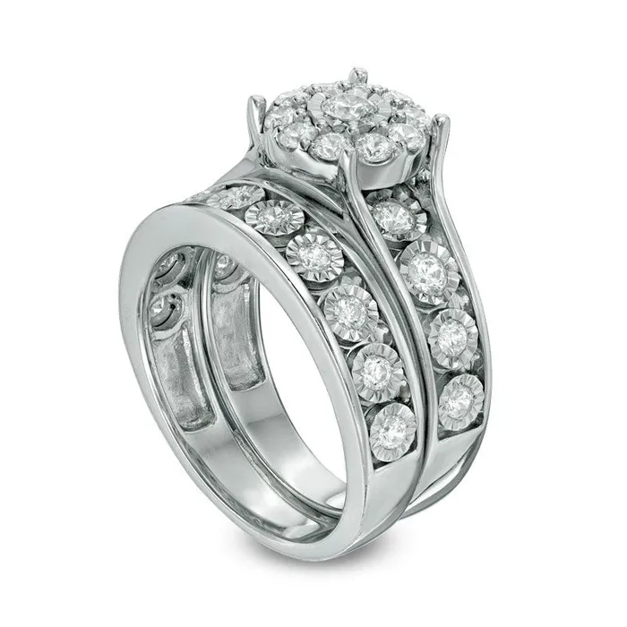 Goldia Rings Previously Owned 10 CT TW Natural Diamond Frame Bridal Engagement Ring Set in Solid 10K White Gold Goldia Rings Previously Owned 10 CT TW Natural Diamond Frame Bridal Engagement Ring Set in Solid 10K White Gold