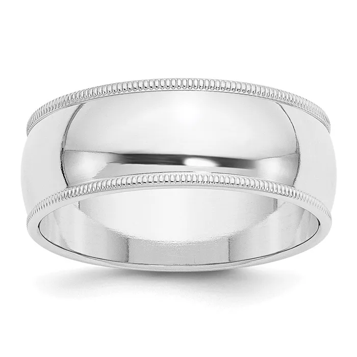 Goldia Rings Solid 10K White Gold 8mm Milgrain Half Round MensWomens Wedding Band Ring Size 55 Goldia Rings Solid 10K White Gold 8mm Milgrain Half Round MensWomens Wedding Band Ring Size 55