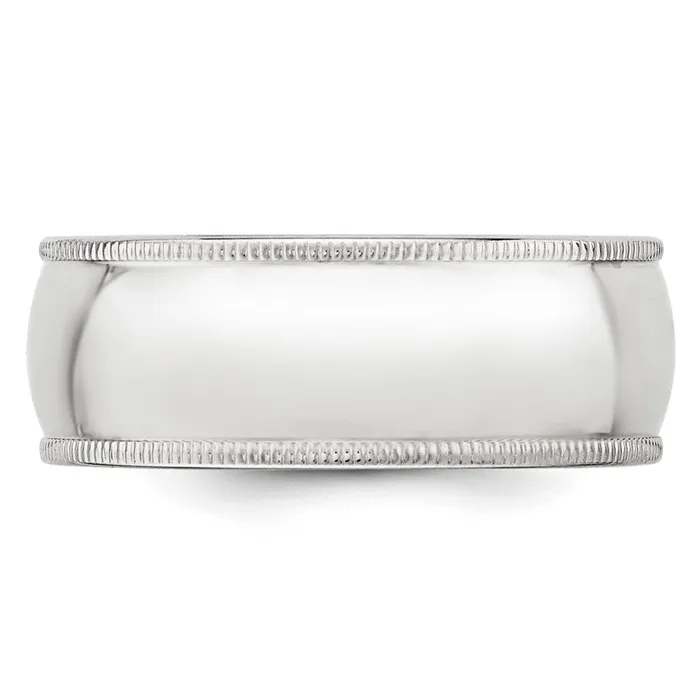 Goldia Rings Solid 10K White Gold 8mm Milgrain Half Round MensWomens Wedding Band Ring Size 55 Goldia Rings Solid 10K White Gold 8mm Milgrain Half Round MensWomens Wedding Band Ring Size 55