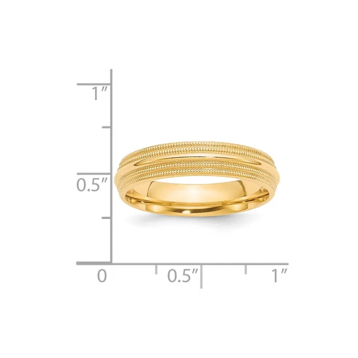 Goldia Rings Solid 10K Yellow Gold 5mm Double Milgrain Comfort Fit MensWomens Wedding Band Ring Size 85
