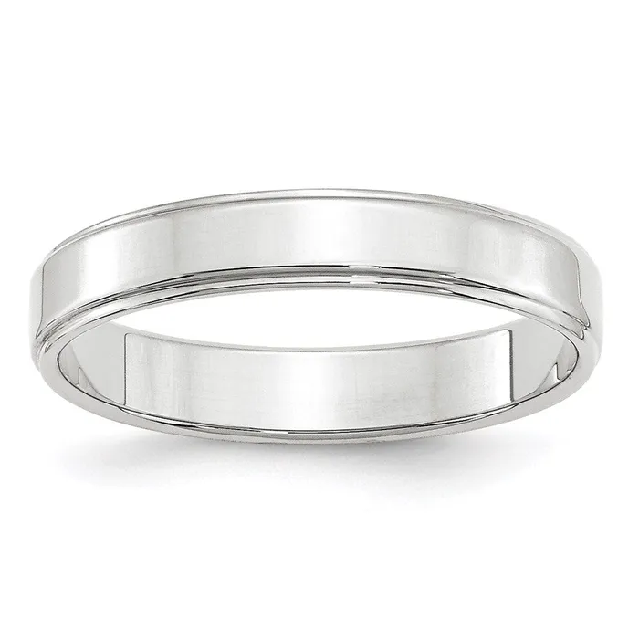 Goldia Rings Solid 14K White Gold 4mm Flat with Step Edge MensWomens Wedding Band Ring Size 8 Goldia Rings Solid 14K White Gold 4mm Flat with Step Edge MensWomens Wedding Band Ring Size 8
